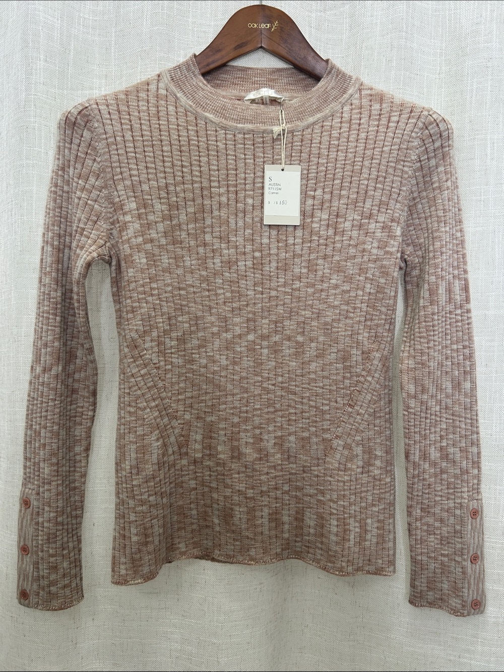 Ecru Ribbed Long Sleeve Crew Neck Sweater Size Small Brand New W/Tags